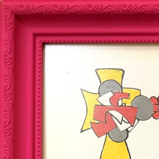 Jack of Clubs, corner of the frame made by the artist