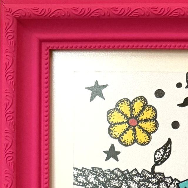 Night Garden, corner of the frame made by the artist