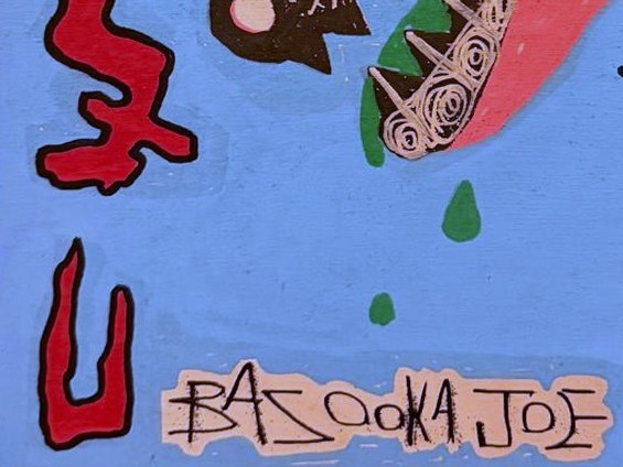 Abrakadabra by Bazooka Joe, detail: the red glyphs and signature