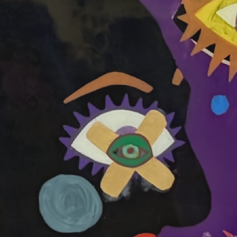 Eye behind the band-aid, detail