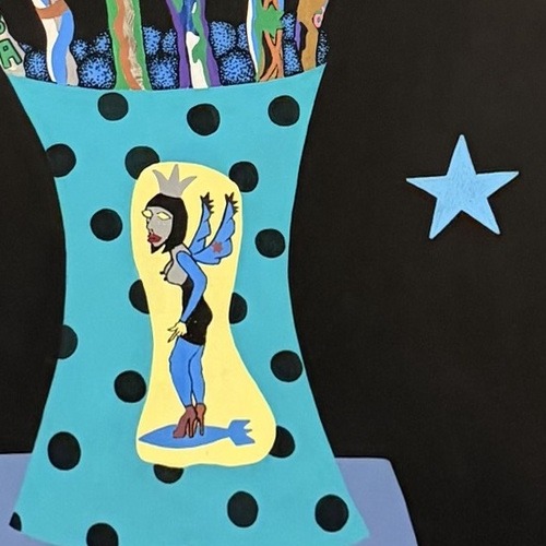 Bouquet from the Garden of Eden by Bazooka Joe, detail: the figure on the vase