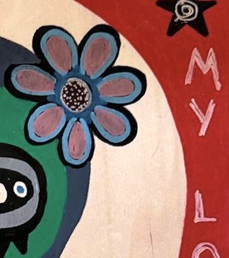 Frida Kahlo, My Love by Bazooka Joe, detail: the flower and MY LOVE